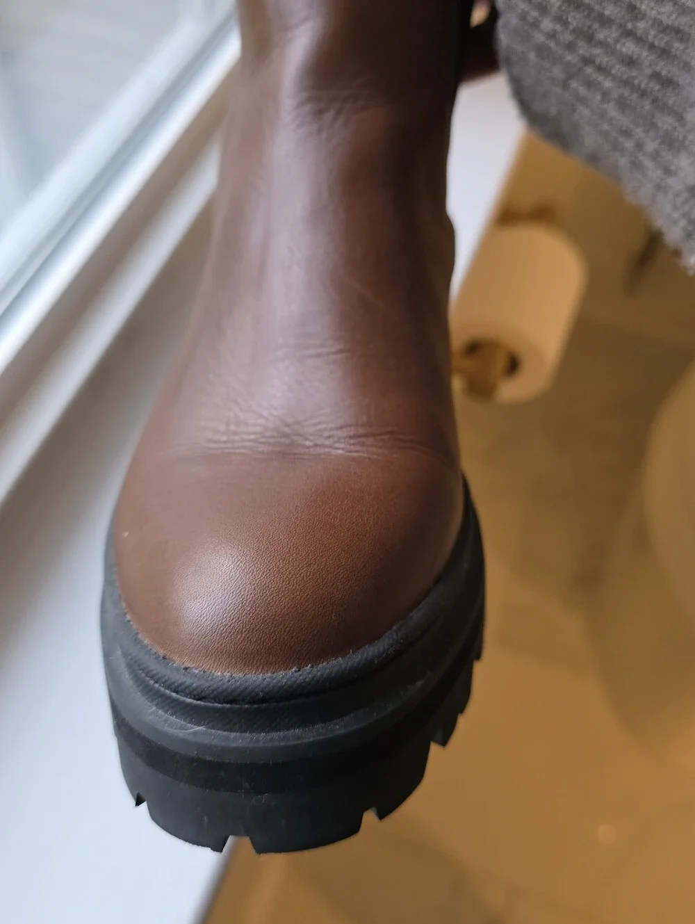 Madewell The Poppy Tall Lugsole Boots in brown leather 7.5 - Picture 6 of 9